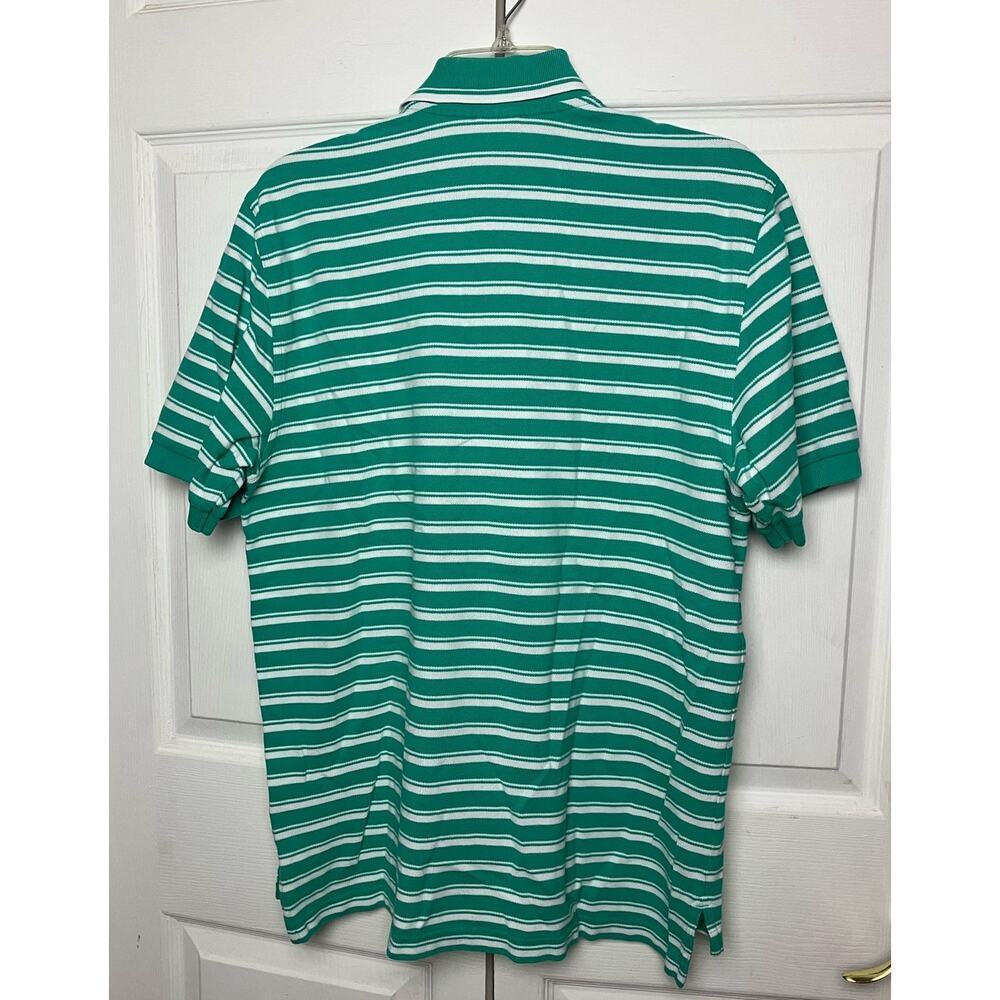 Brooks Brothers Original Fit Cotton Polo Green White Striped Size Medium - Picture 3 of 5